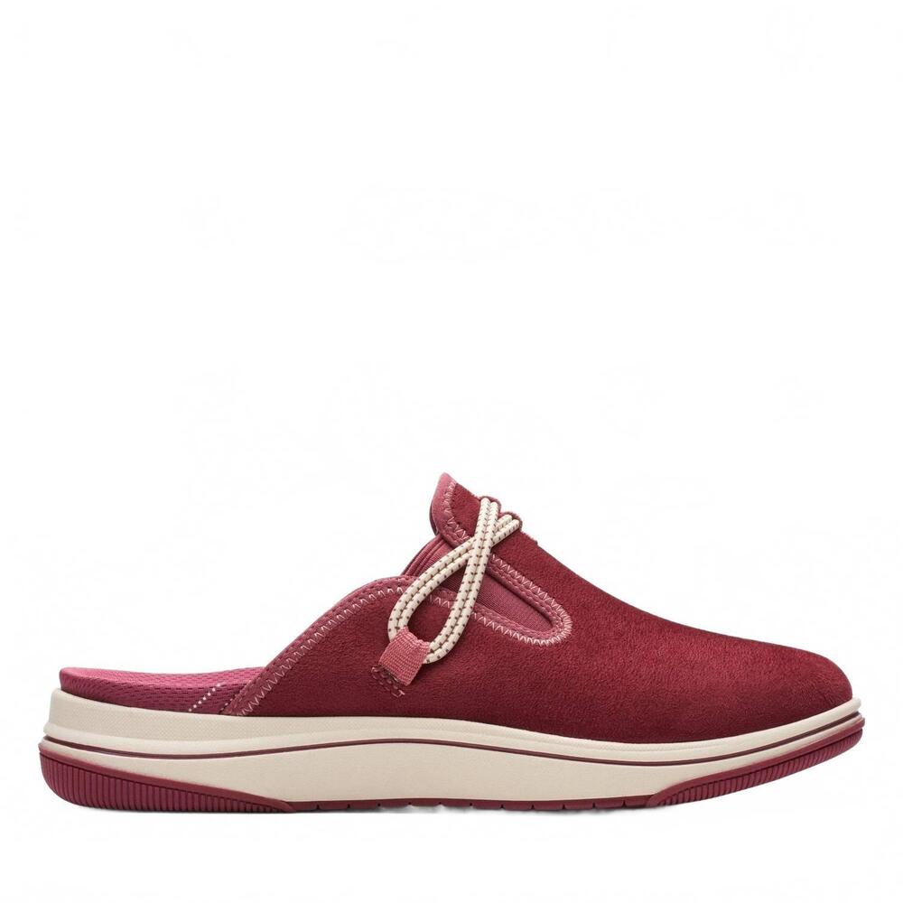 NEW CLARKS women's breeze port slip on clogs in red